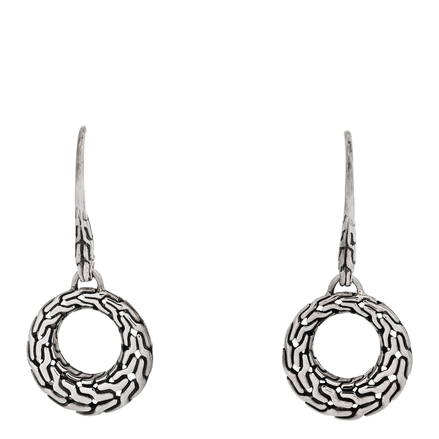 Sterling Silver Classic Chain Filigree Circle Drop Earrings