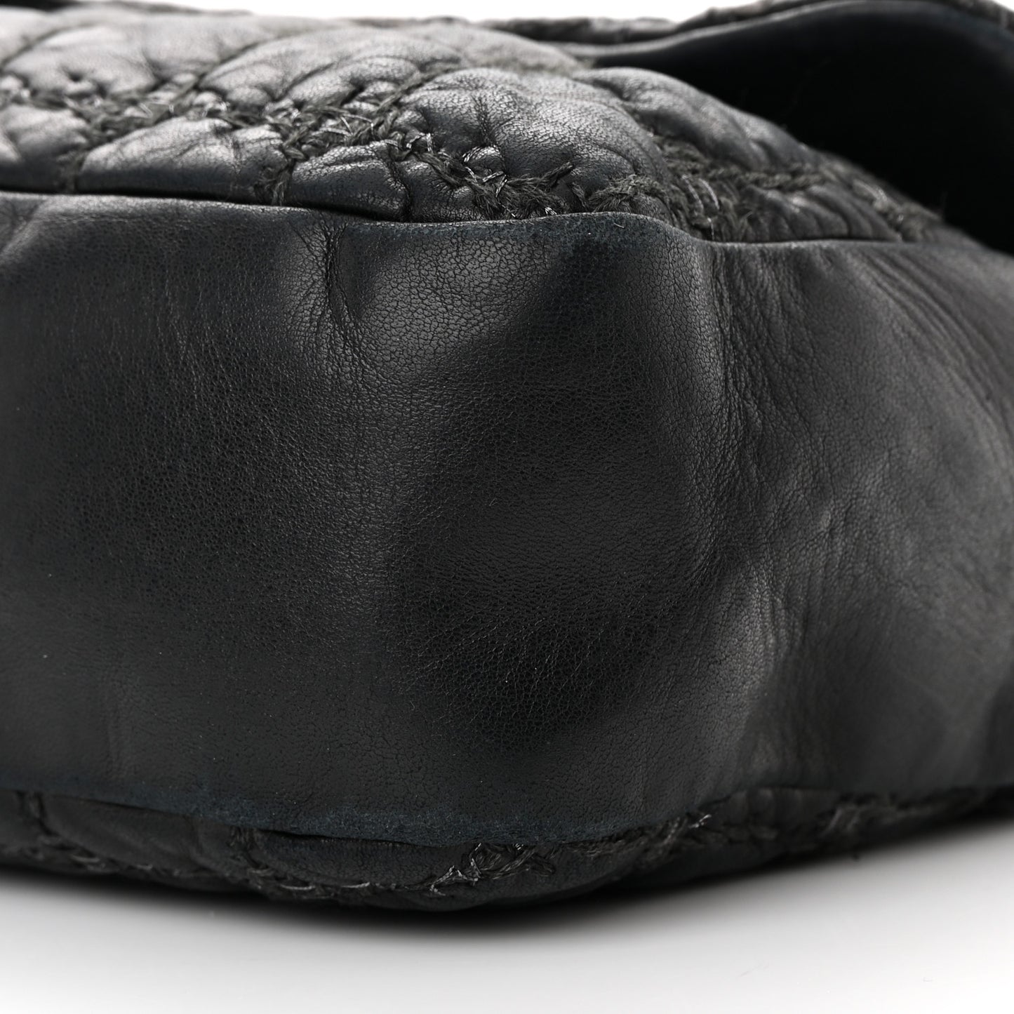 Lambskin Tweed Double Stitch Maxi Flap Black