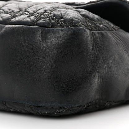Chanel Lambskin Tweed Double Stitch Maxi Flap Black 10 of 16