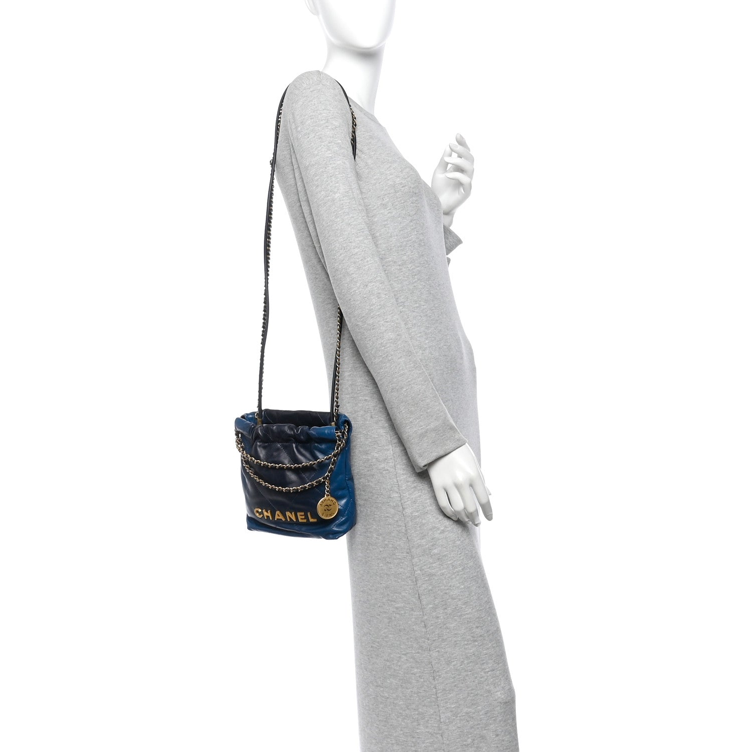 Chanel Shaded Calfskin Quilted Mini Chanel 22 Blue Dark Blue 2 of 10