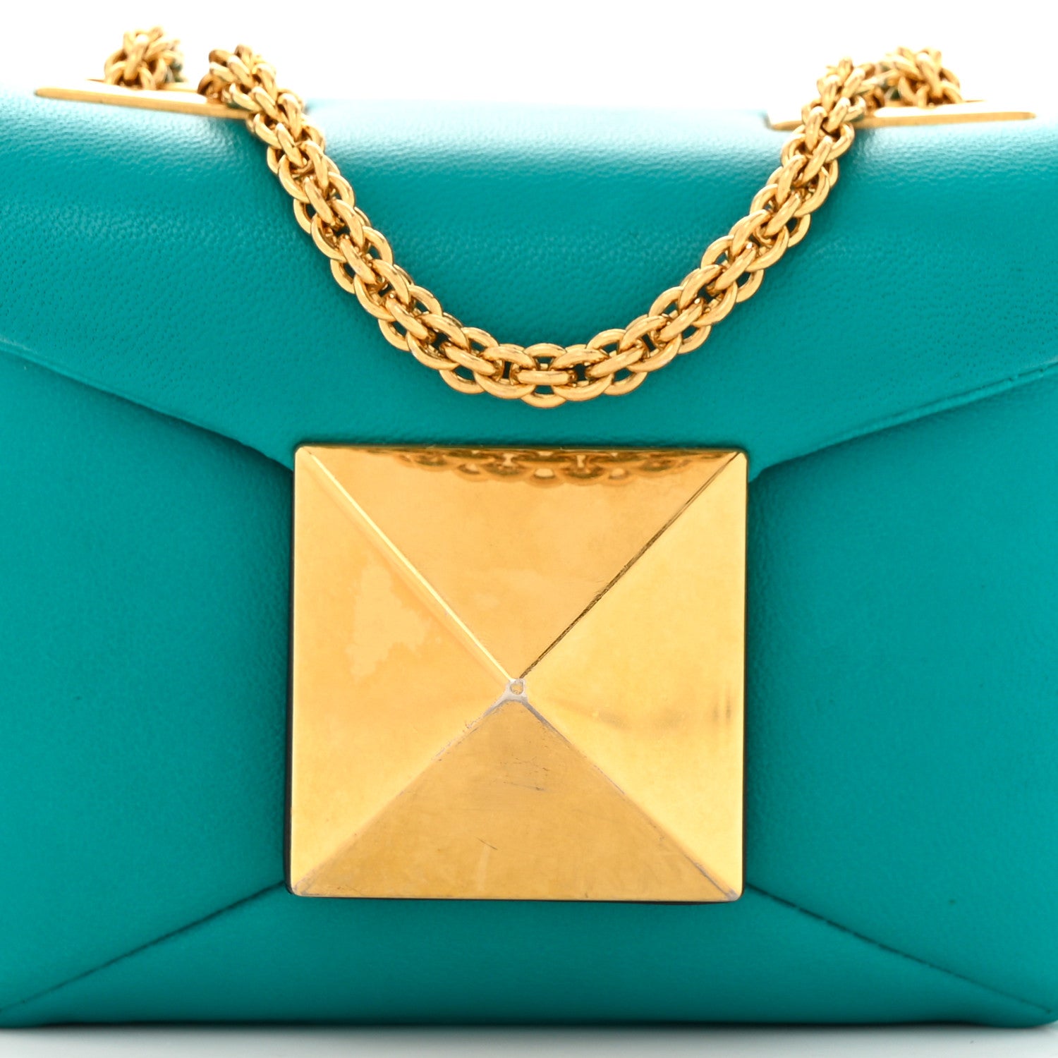 Valentino Garavani Nappa Micro One Stud Chain Bag Ultra Marine Green 7 of 13