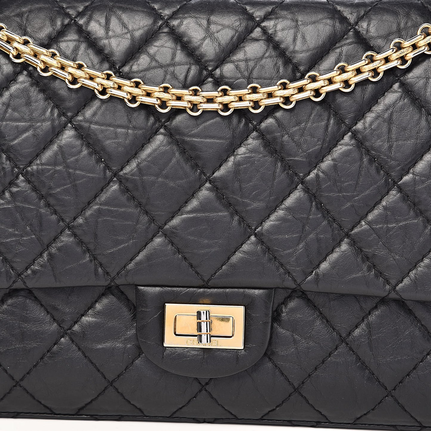 Aged Calfskin Quilted 2.55 Reissue 226 Flap Black