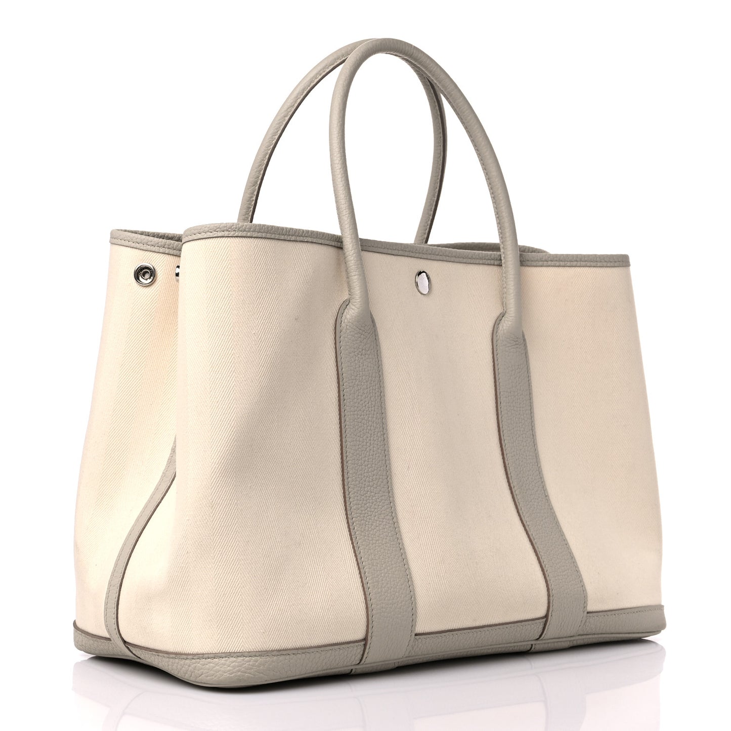 Chevron Herringbone Toile Negonda Garden Party 36 PM Tote Nata Beton