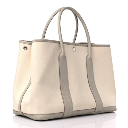 Hermes Chevron Herringbone Toile Negonda Garden Party 36 PM Tote Nata Beton 3 of 13