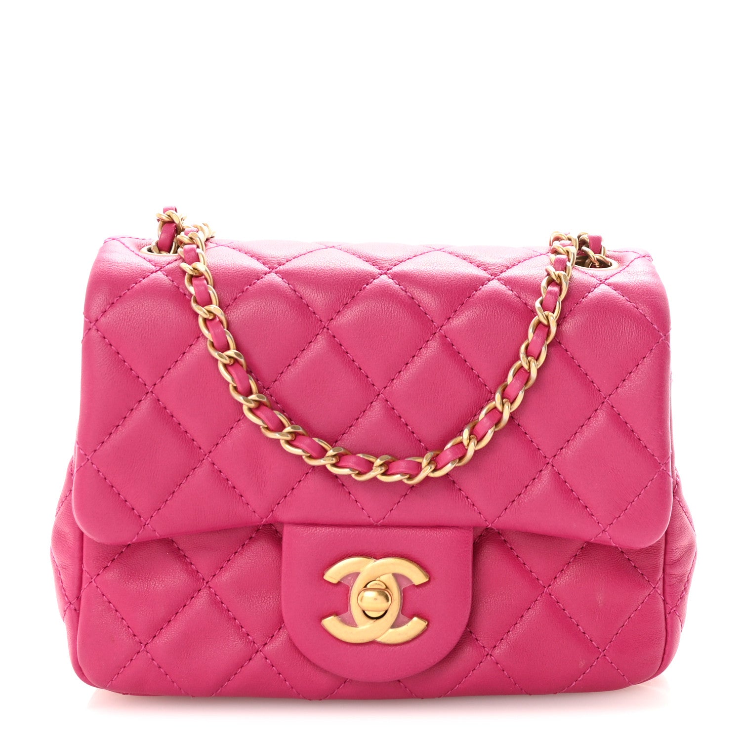 Chanel Lambskin Quilted Mini Pearl Crush Flap Fuchsia 1 of 10