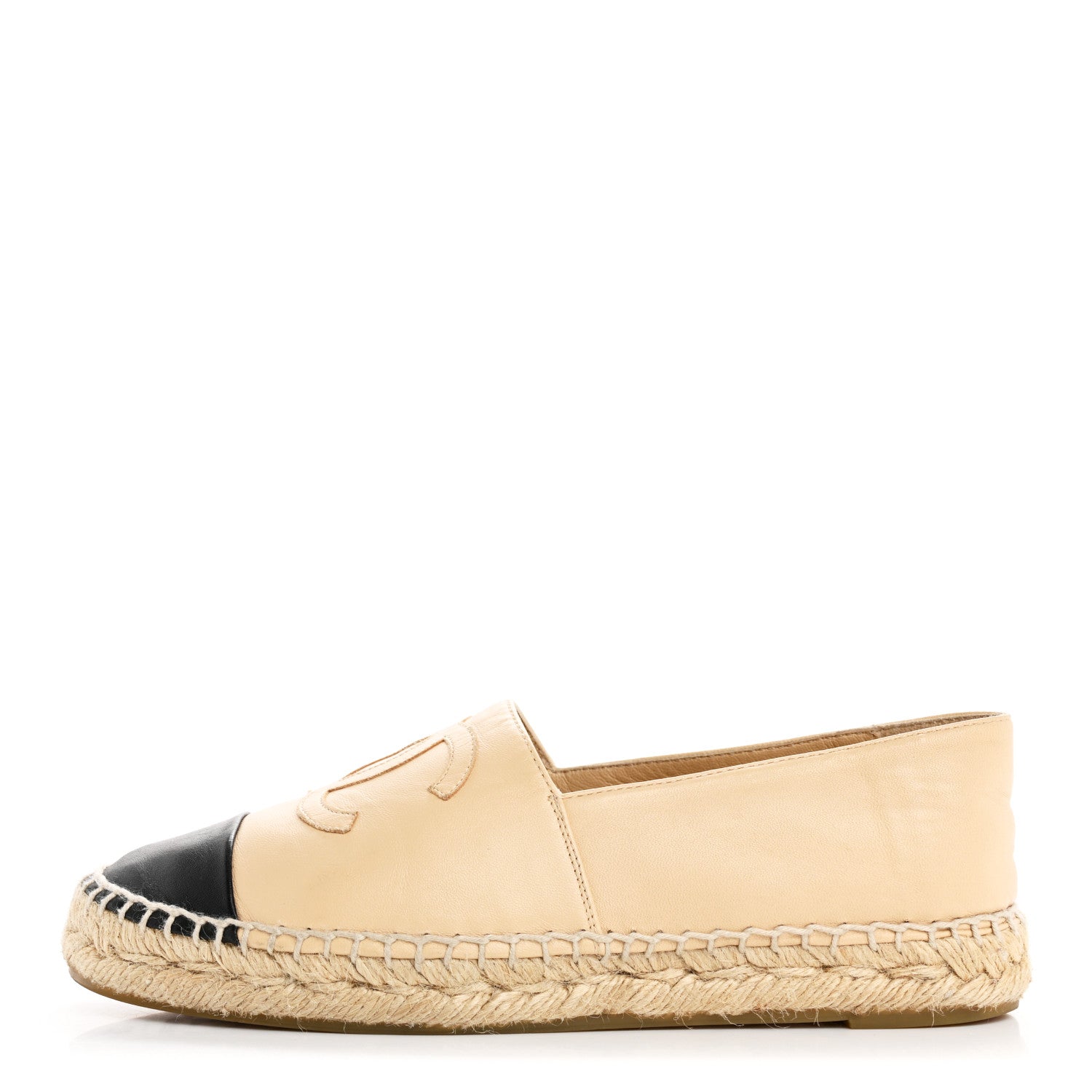 Chanel Lambskin CC Espadrilles 36 Beige Black 1 of 12