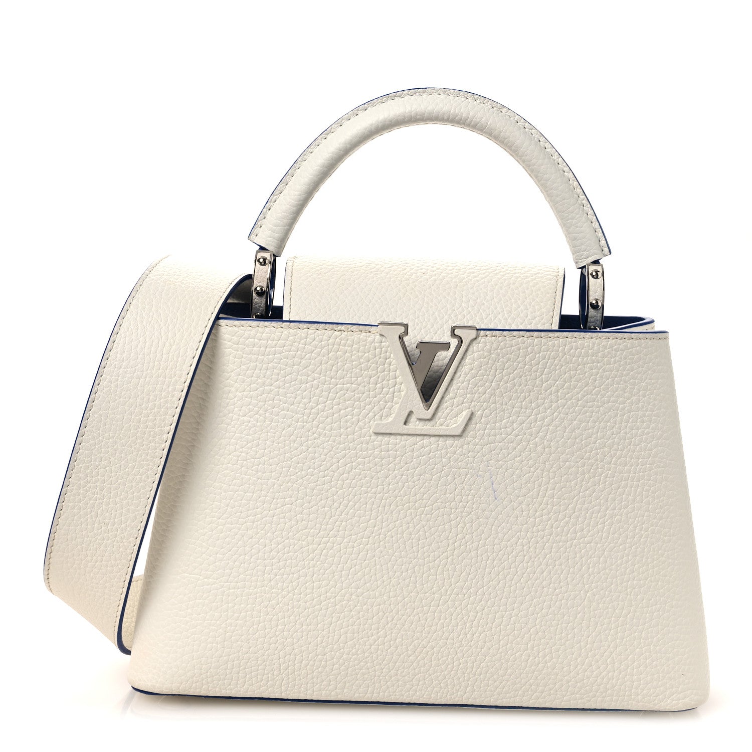Louis Vuitton Taurillon Capucines BB White Blue 1 of 11