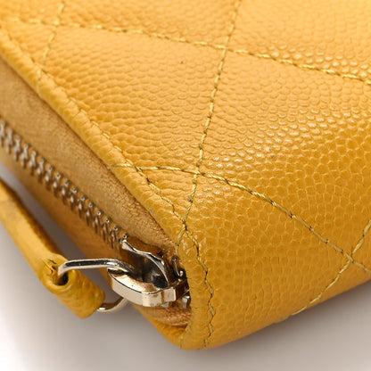 Chanel Caviar Quilted Zip Coin Purse Yellow 8 of 10