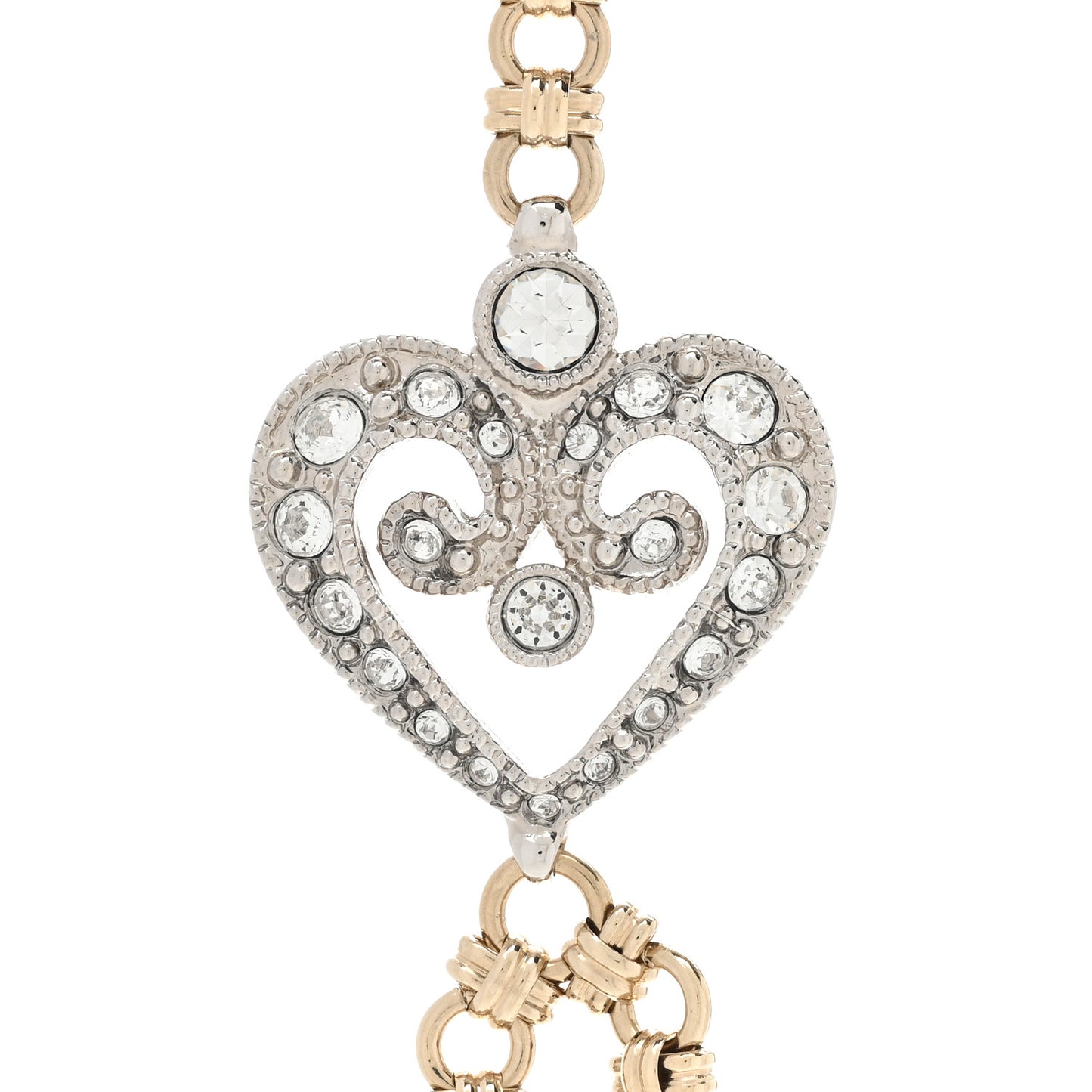 Crystal CC Heart Long Necklace Gold