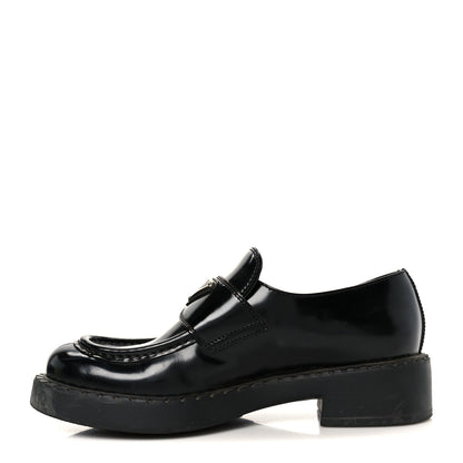Prada Spazzolato Metal Triangle Logo 50mm Loafers 37 Black 1 of 10