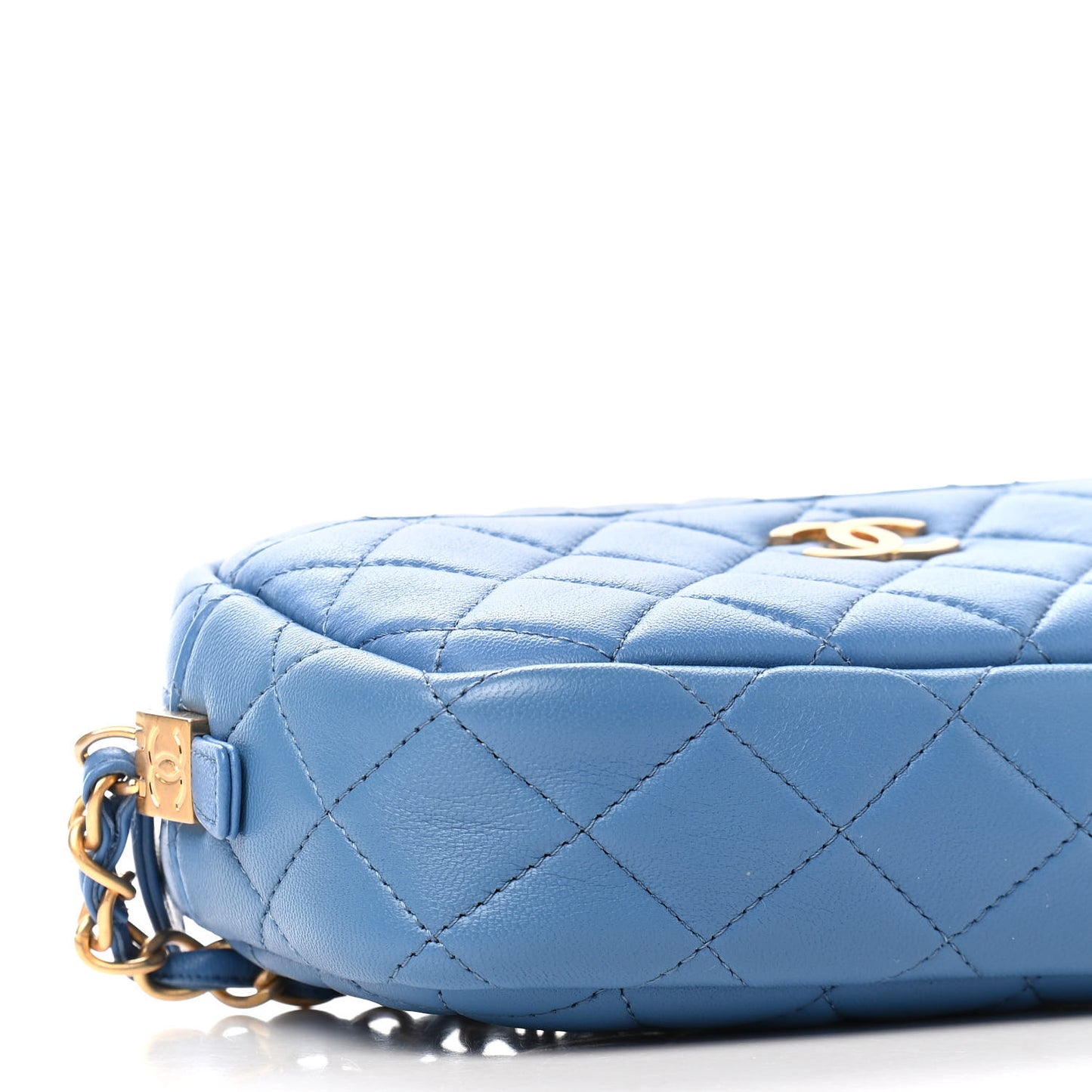 Lambskin Quilted Camera Case Blue