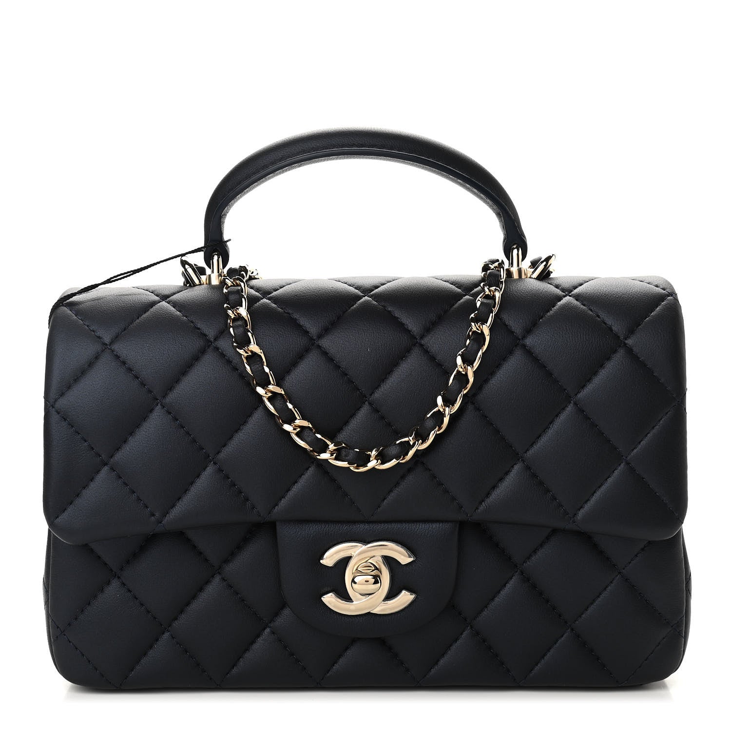 Chanel Lambskin Quilted Mini Top Handle Rectangular Flap Navy Blue 1 of 11