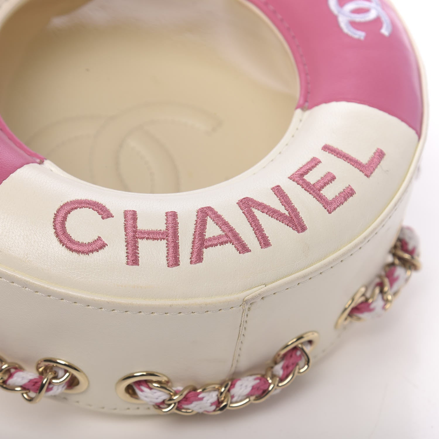 Chanel Lambskin Coco Lifesaver Round Bag Pink White 12 of 13