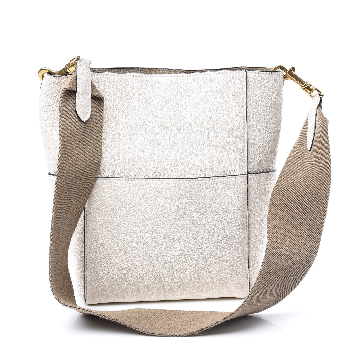 Celine Goatskin Sangle Bucket Bag White 2 of 9