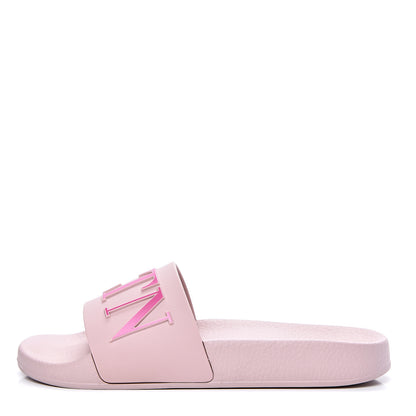 Valentino Garavani Rubber VLTN Pool Slide Sandals 36 Water Rose 1 of 9