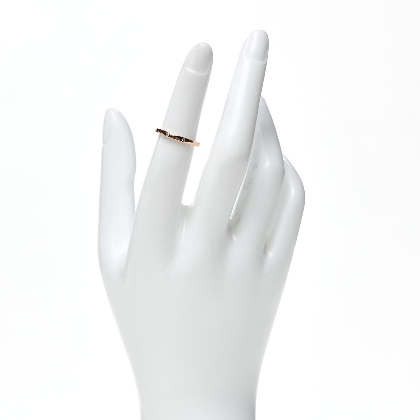 18K Pink Gold 3 Diamond Ballerine Wedding Band Ring 49 4.75