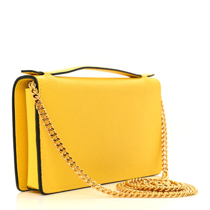 Valentino Garavani Grainy Calfskin VLogo Top Handle Wallet With Chain Bright Lemon 3 of 9