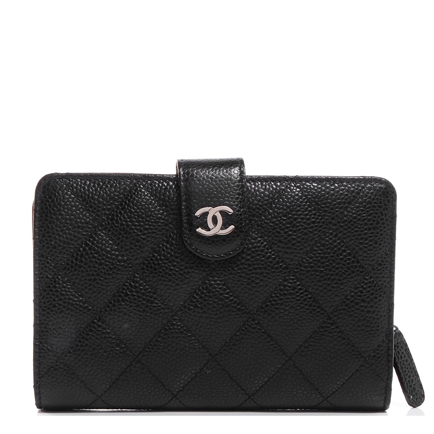 Caviar Quilted Zipped Pocket Wallet Black