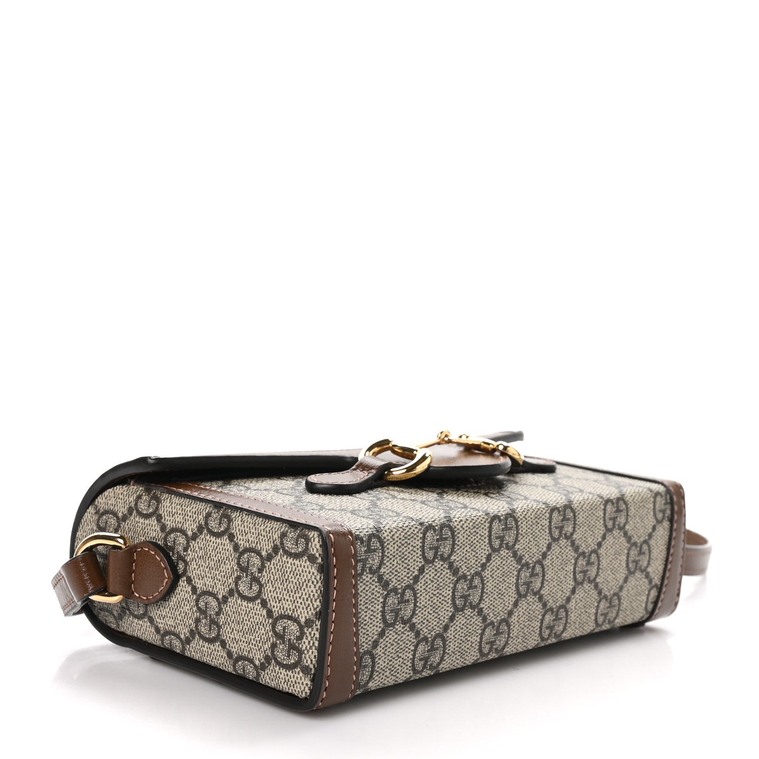 Gucci GG Supreme Monogram Textured Dollar Calfskin Mini Horsebit 1955 Shoulder Bag Beige Brown Sugar 4 of 10