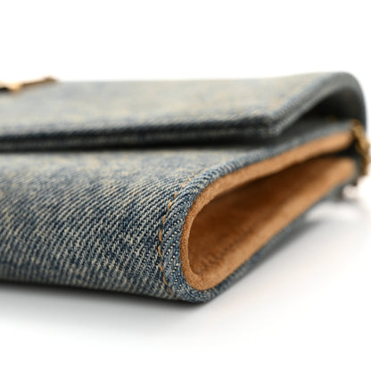 Saint Laurent Denim Monogram Chain Wallet Rodeo Blue Cinnamon 11 of 15