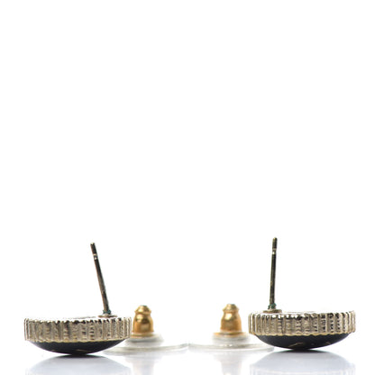 Chanel Enamel CC Earrings Black Gold 3 of 4