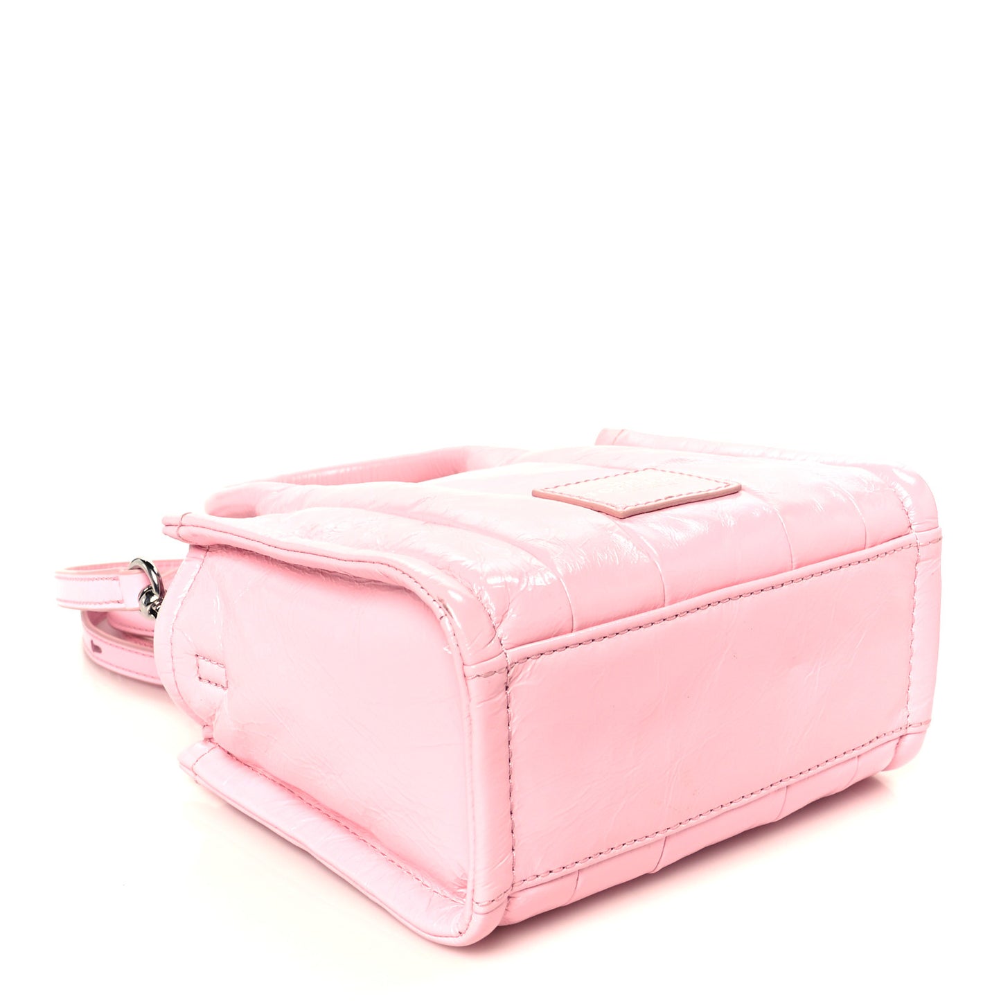 Shiny Crinkled Calfskin Mini The Tote Bag Pink