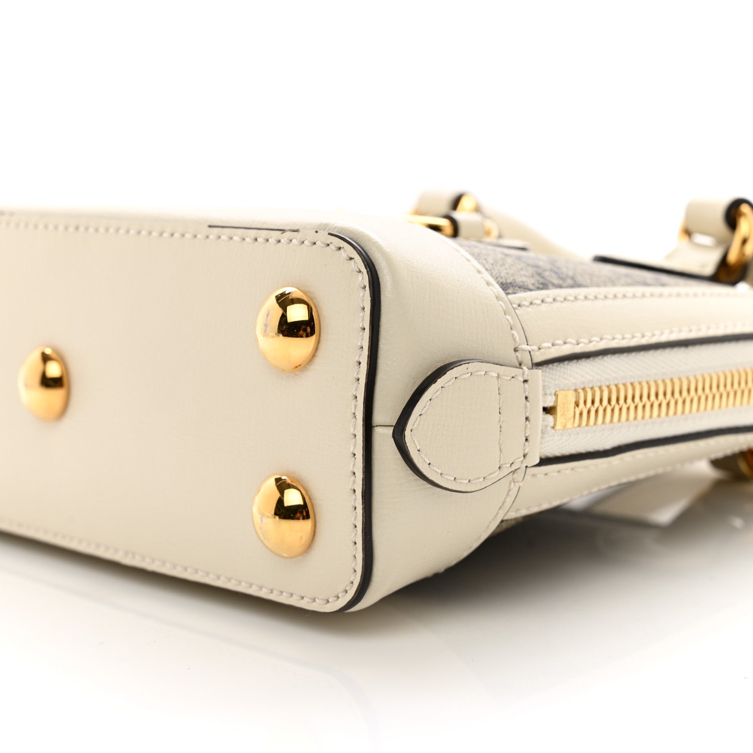 Gucci GG Supreme Monogram Azalea Calfskin Mini Horsebit 1955 Top Handle Bag Beige Ebony Mystic White 10 of 10