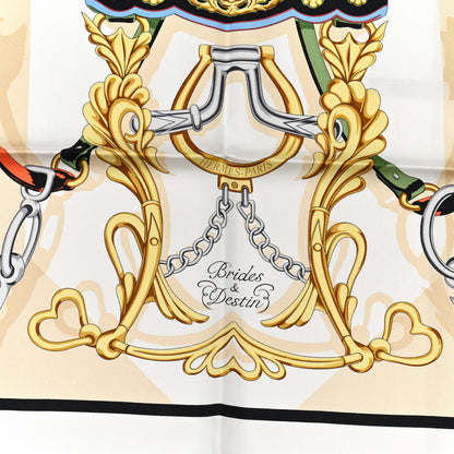 Hermes Silk Brides Et Destin Scarf 90 White Marine Multicolor 5 of 5