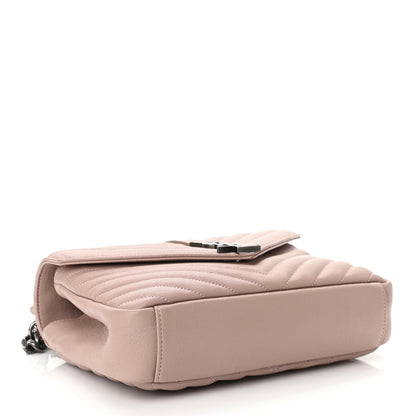 Saint Laurent Sheepskin Matelasse Chevron Monogram Medium College Bag Rose Poudre 4 of 10