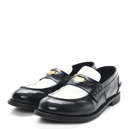 Miu Miu Spazzolato Penny Loafer 39 Black White 4 of 9