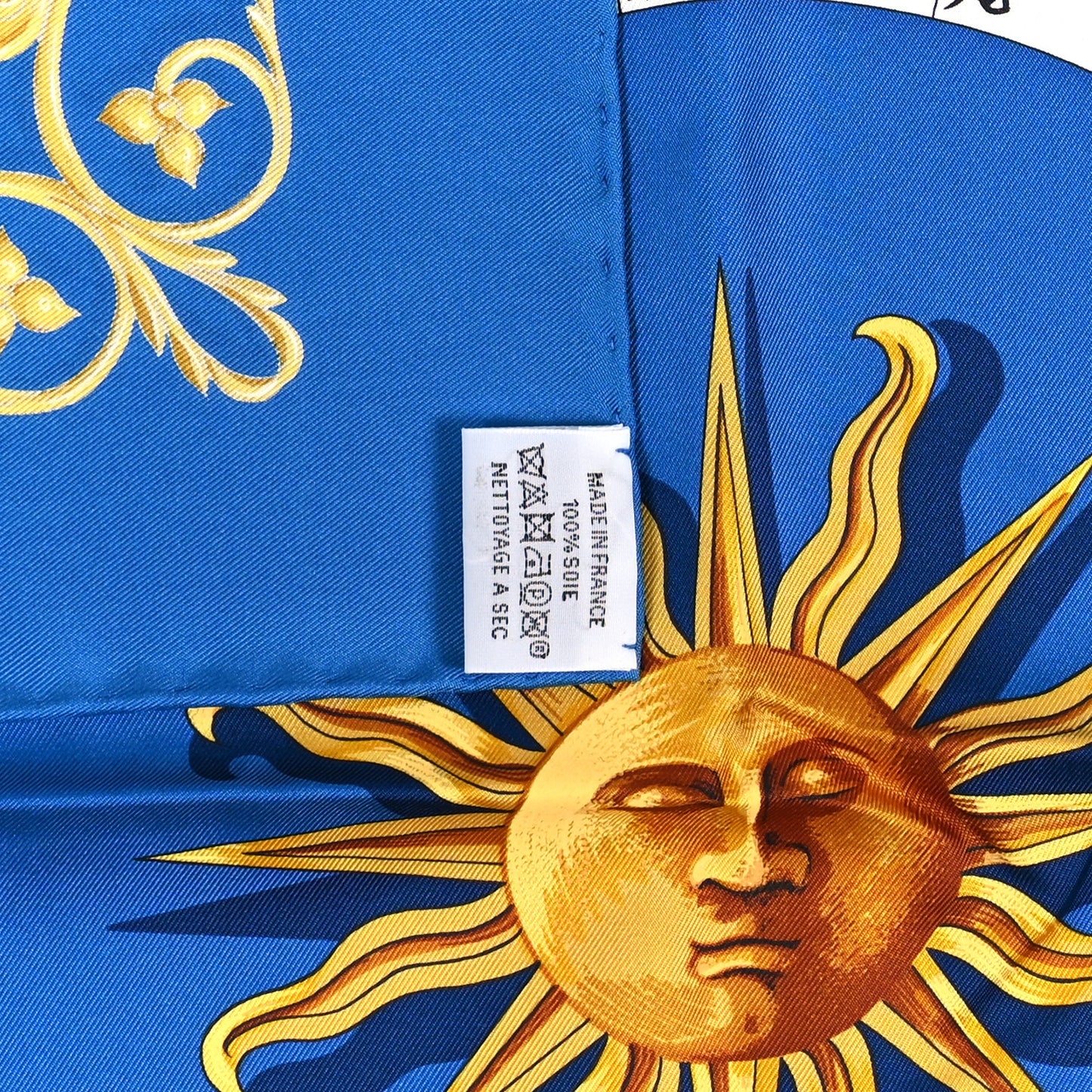 Silk Astrologie Scarf 90 Bleu Cobalt Vieil