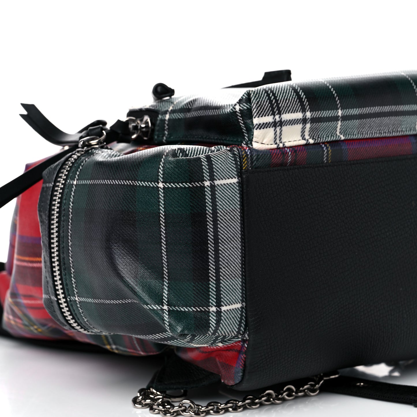 Laminated Tartan Patchwork Medium Rucksack Backpack Military Red