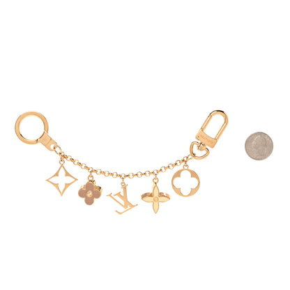 Louis Vuitton Brass Enamel Fleur De Monogram Bag Charm Chain Gold 2 of 4