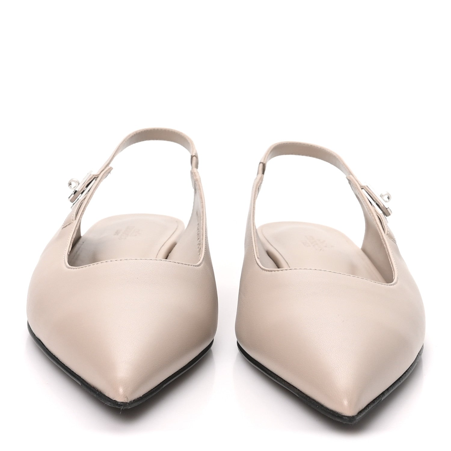 Hermes Nappa Lovely Slingback Flats 38.5 Beige Galet 3 of 10