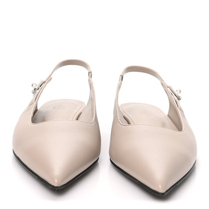 Hermes Nappa Lovely Slingback Flats 38.5 Beige Galet 3 of 10