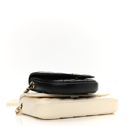 Chanel Lambskin Quilted Side Packs White Black 4 of 17
