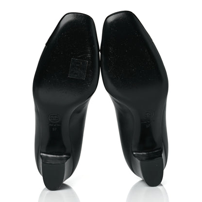 Chanel Lambskin Patent Calfskin Cap Toe CC Pumps 37 Black 5 of 8