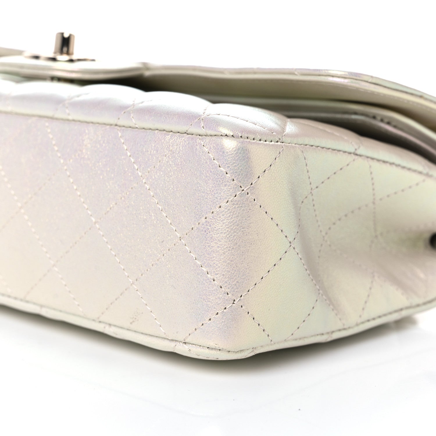 Chanel Iridescent Lambskin Quilted Medium Double Flap Ivory 9 of 12
