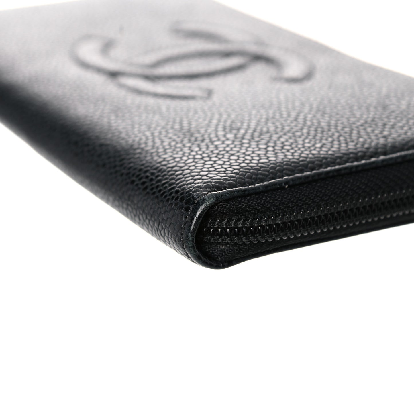 Caviar Large Timeless CC Zip Around Wallet Black
