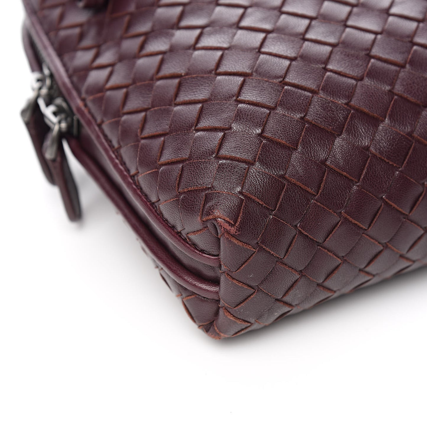 Nappa Intrecciato Nodini Crossbody Messenger Aubergine