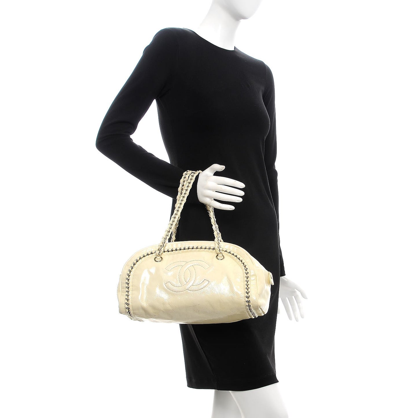 Patent Luxe Ligne Medium Bowler Ivory