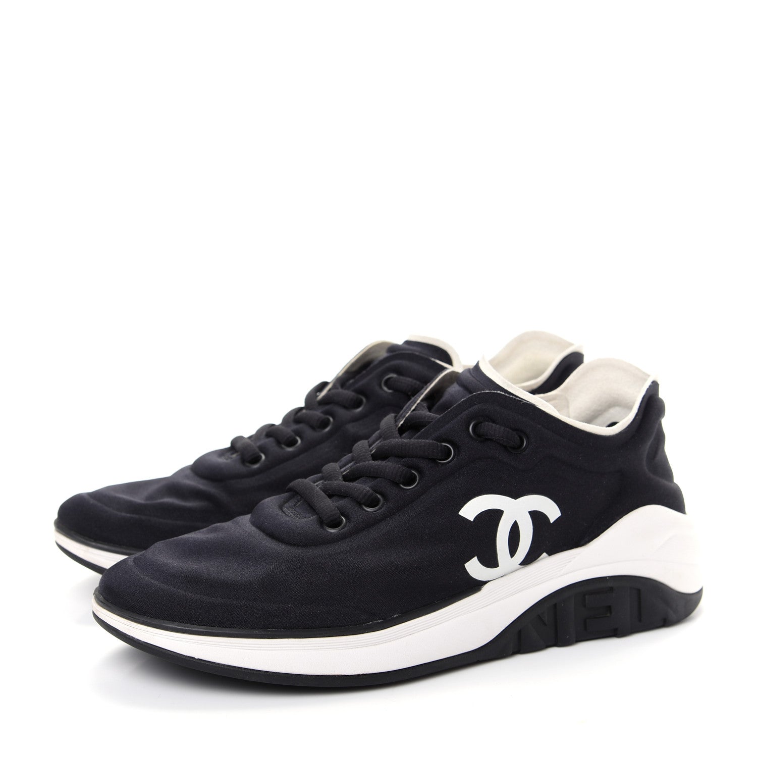 Chanel Lycra CC Sneakers 37.5 Black 3 of 10