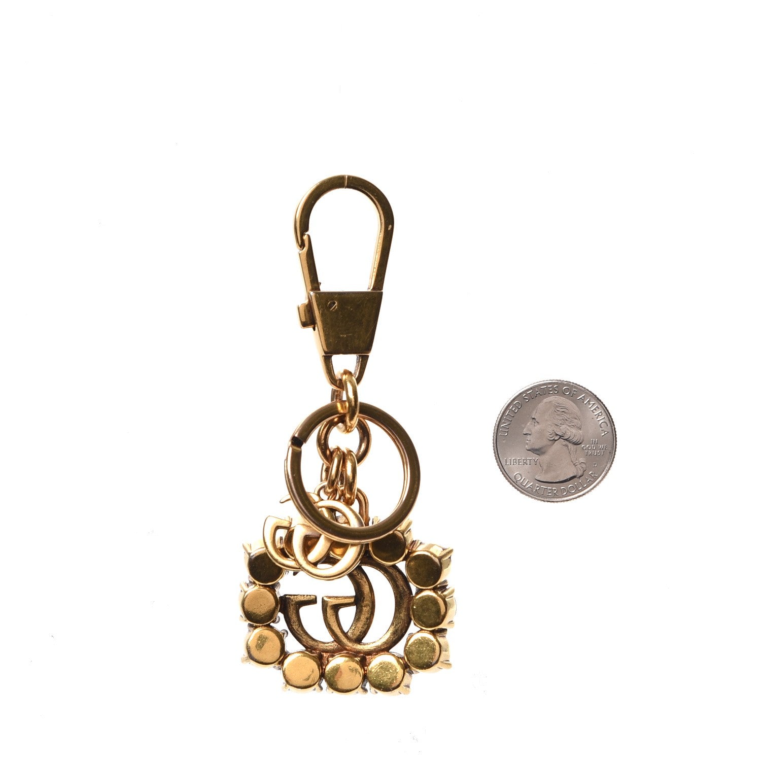 Gucci Crystal Double G Key Chain Gold 2 of 6