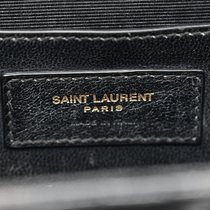 Saint Laurent Grain De Poudre Textured Mixed Matelasse Triquilt Medium Monogram Satchel Black 6 of 11