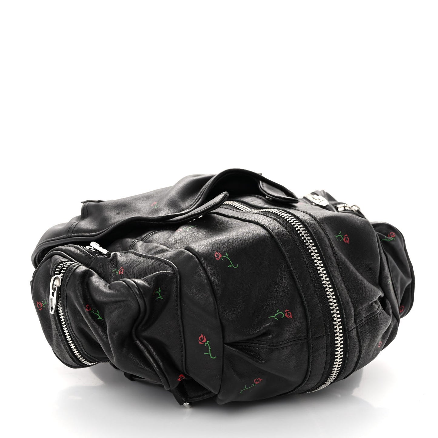 Lambskin Rose Studded Mini Marti Convertible Backpack Black Rhodium Hardware