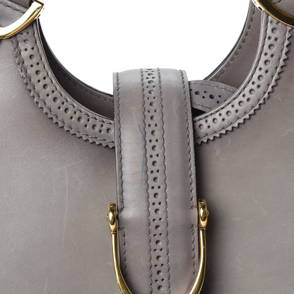 Gucci Calfskin Brogue Medium Stirrup Top Handle Bag Grey 11 of 11