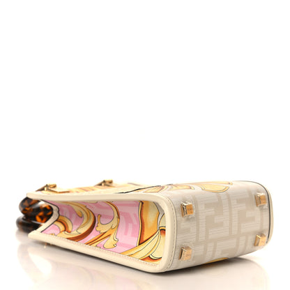 Fendi X VERSACE Calfskin Plexiglass Fendace FF Baroque Mini Fendi Sunshine Shopper Tote Gold Rosa White Ice Ciad 4 of 10