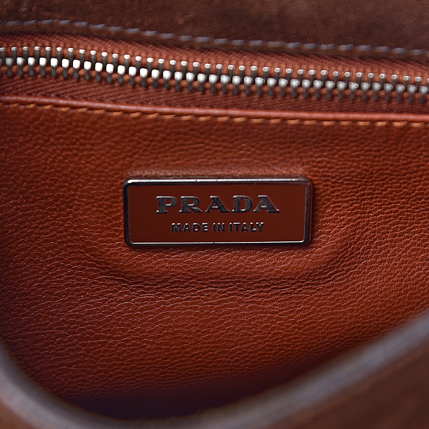 Prada Suede Scamosciato Tassel Crossbody Brown 6 of 11