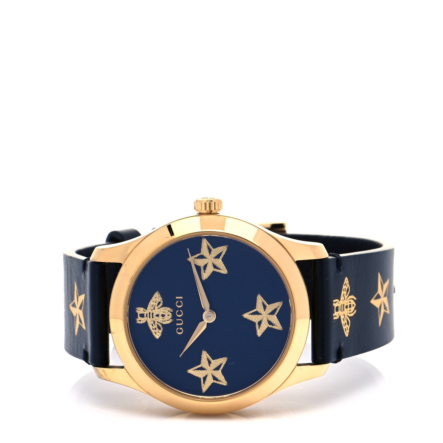 Gucci Stainless Steel Calfskin 38mm G-Timeless Bee Star Quartz Watch Black 2 of 8