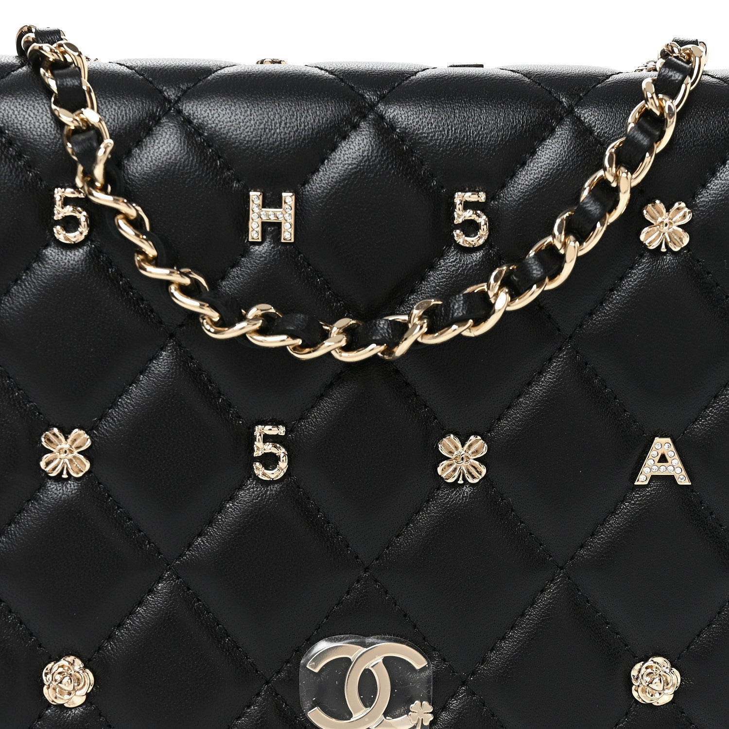 Chanel Lambskin Quilted All About Chanel Charm Wallet On Chain WOC Black 9 of 11